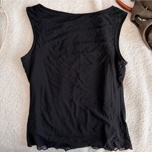 Brandy melville Women's Black Lace-Trim Tank Top